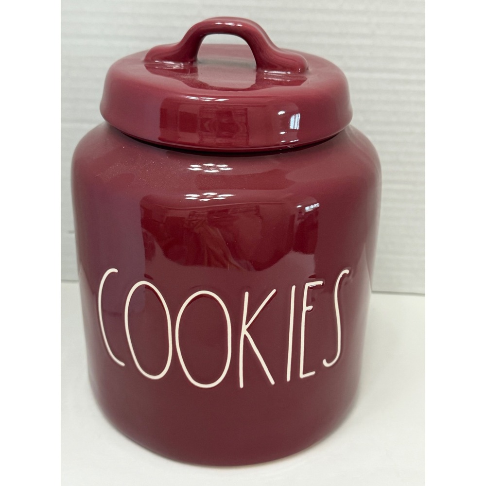 Rae Dunn Magenta Burgundy Maroon‎ Cookies Ceramic Canister Cookie Jar with Lid